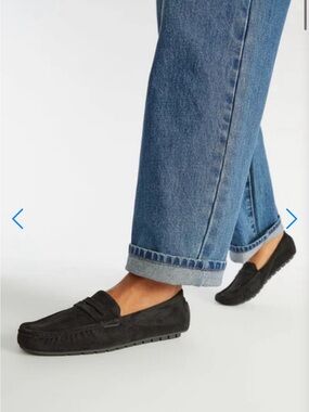JustFab Black Suede Penny Loafers